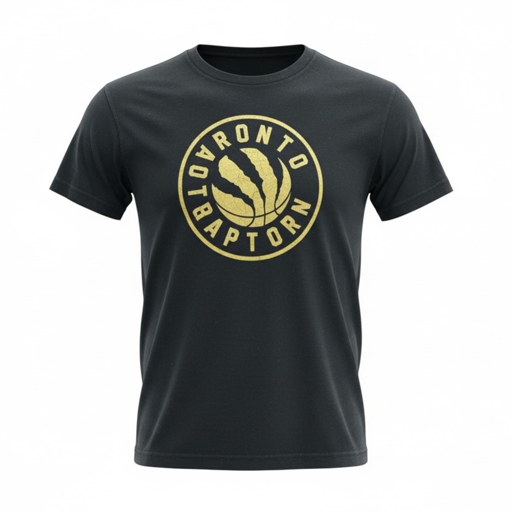 Black Graphic T-Shirt with Gold Logo - Picture 6 of 6